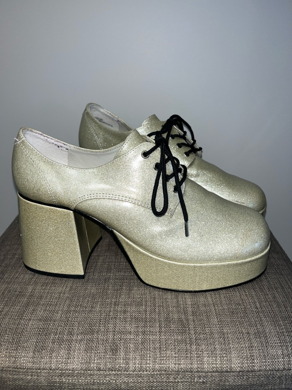 Funtasma Metallic Platform Lace-Up Heels - Gold 10 - 11